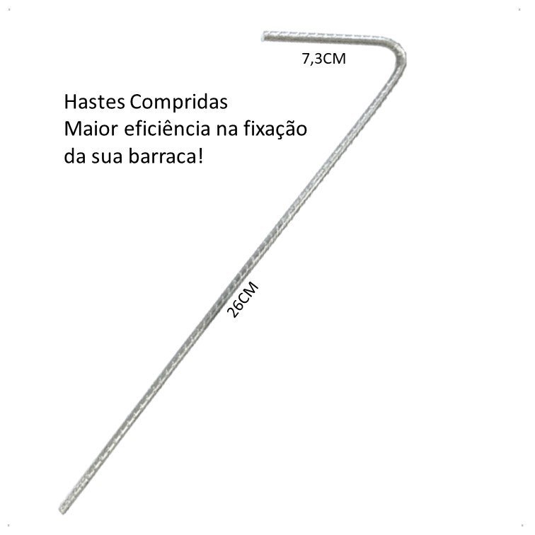 Kit 10 Estacas Ferro Barraca Camping Gazebo Guarda-sol 4.2mm Cor:prata - 2