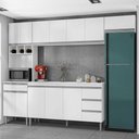 Ver imagem 1 de Cozinha com Balcão e Tampo 160 Cm Ambiente Andréia Branco Brilho - Ajl