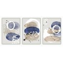 Ver imagem 1 de kit com 3 Quadros Decorativos Abstratos com Moldura e Vidro para Sala Quarto Escritório e Clínica 42