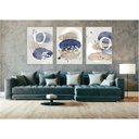 Ver imagem 2 de kit com 3 Quadros Decorativos Abstratos com Moldura e Vidro para Sala Quarto Escritório e Clínica 42