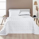 Ver imagem 2 de Cobre Leito Colcha Padrão Pompom 3 Peças Branco - 100% Poliéster