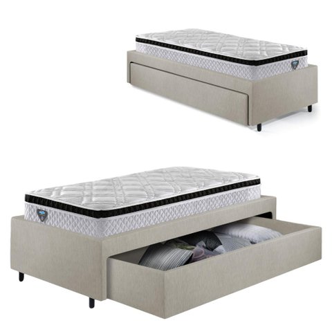 Base Box Cama Solteiro Sapateira e Colchão Cama Inhouse
