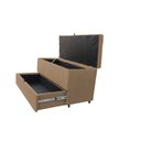 Ver imagem 1 de Recamier Puff Baú Sapateira e Gaveta 90 Cm para Cama de Solteiro - Bege Escuro