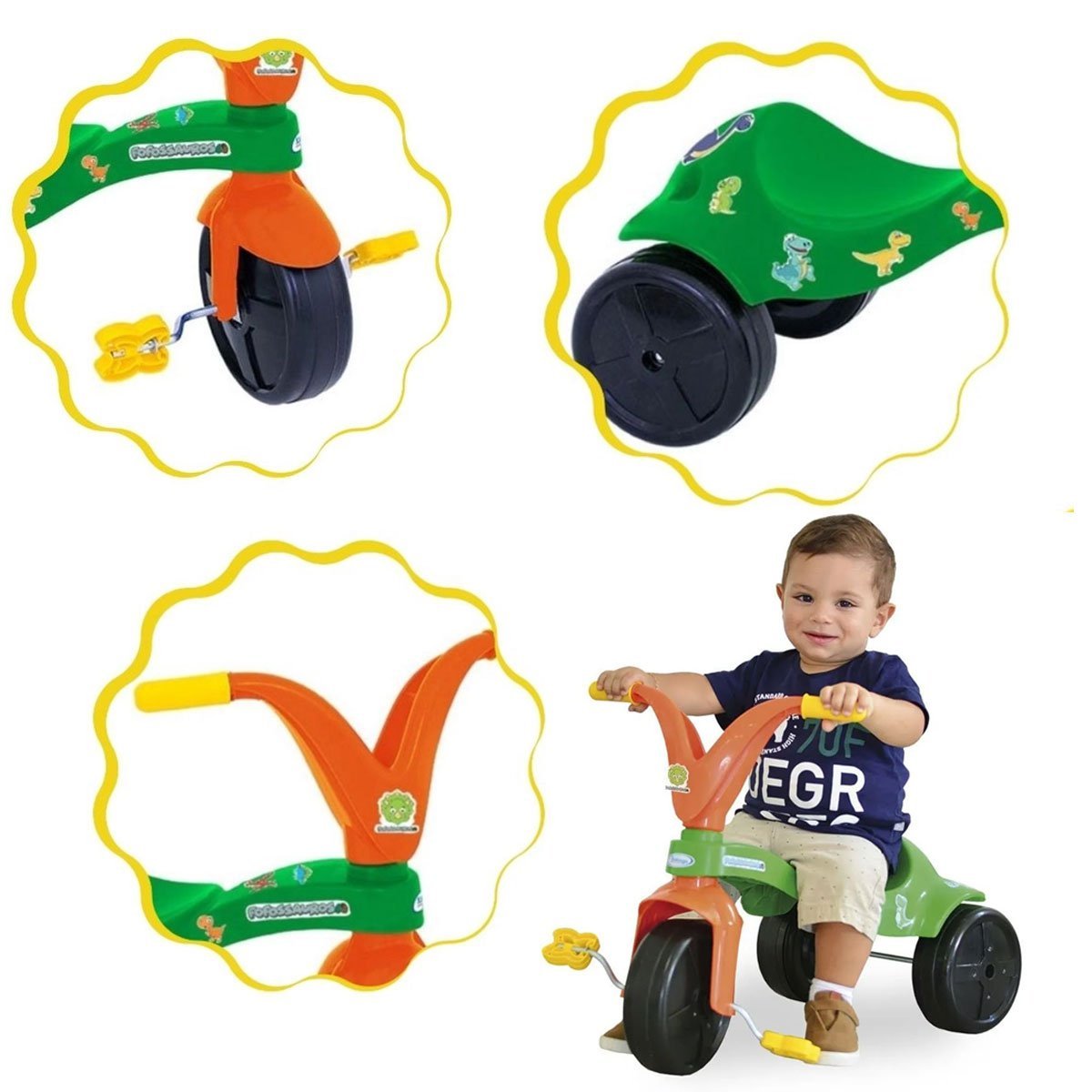 MOTOCA INFANTIL TRICICLO DE PASSEIO TOTOCA COM PEDAL E KIT ADESIVO