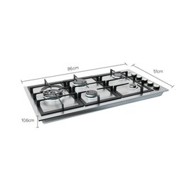 Cooktop a Gás 5 Bocas com Mesa de Aço Inox Escovado Dako Diplomata Gourmet 220v - 5