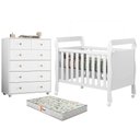 Ver imagem 1 de Berço Americano Mini Cama Soninho com Colchão Gazin e Cômoda Vittoria 6 Gavetas Branco - Móveis