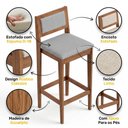 Ver imagem 3 de Kit 02 Banquetas Altas Lenna 99cm em Madeira e Encosto Estofado Linho Cinza Claro - Abmaza