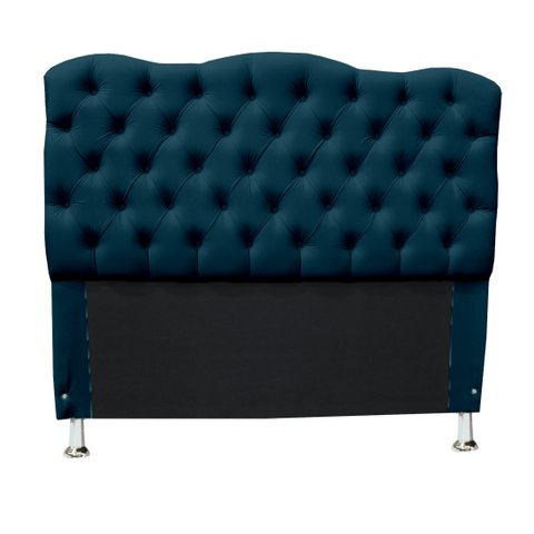 Cabeceira Capitone Estofada Tecido Suede para Cama Casal King - Sv Decor:azul Marinho