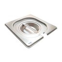 Ver imagem 3 de CONJ 12 Cuba Gastronômica Inox GN 1/6x100 mm 1,5 Litros Com Tampa Em INOX Com ABERTURA Para Colher, 