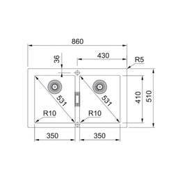 Cuba Dupla 86x51x20cm Sirius 620 Tectonite Carbono - Franke - 3
