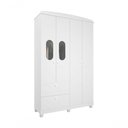 Ver imagem 1 de Guarda Roupa Infantil 100% Mdf 4 Portas 2 Gaveta Fofura Permobili Branco Branco