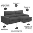 Ver imagem 3 de Sofá Retrátil Reclinável para Sala 4 Lugares 280cm Senzi F04 Veludo Cinza Escuro - Lyam Decor