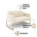 Ver imagem 5 de Sofá Namoradeira com 2 Poltronas Base Industrial Dourado Marisa Veludo D03 - D\'rossi Cor Bege