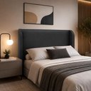 Ver imagem 1 de Cabeceira Casal Estofada Ideal para Cama King 190cm Corino - Preto