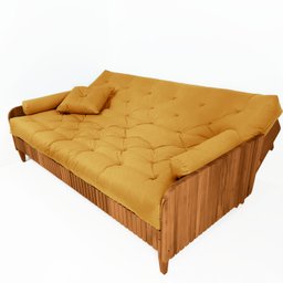Sofá Cama Paris Ii Ripado Acquablock Madeira Maciça Natural - Amarelo - 3