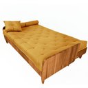 Ver imagem 2 de Sofá Cama Paris Ii Ripado Acquablock Madeira Maciça Natural - Amarelo