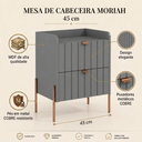 Ver imagem 2 de Mesa de Cabeceira Moriah Ambiente Luxuoso MDF Laqueado Industrial Pés Ferro Cobre