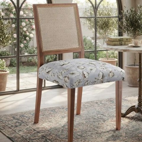 Kit 04 Capas para Assento Cadeira Jantar Cozinha Estampado - Jardim Cinza