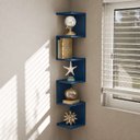 Ver imagem 1 de Prateleira de Canto Lyra 5 Nichos Decorativos Azul para Sala Quarto Livros