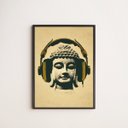 Ver imagem 1 de Quadro Decorativo Music Buda 24x18cm:Madeira branca