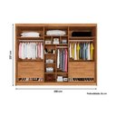 Ver imagem 2 de Guarda Roupa 6 Portas Ripadas (2 C/ Espelho) e 6 Gavetas Potente Braúna - Europa