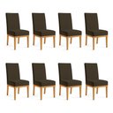 Ver imagem 1 de Kit 8 Cadeiras de Jantar Brisa Suede Base de Madeira - Pallazio Cor:Marrom