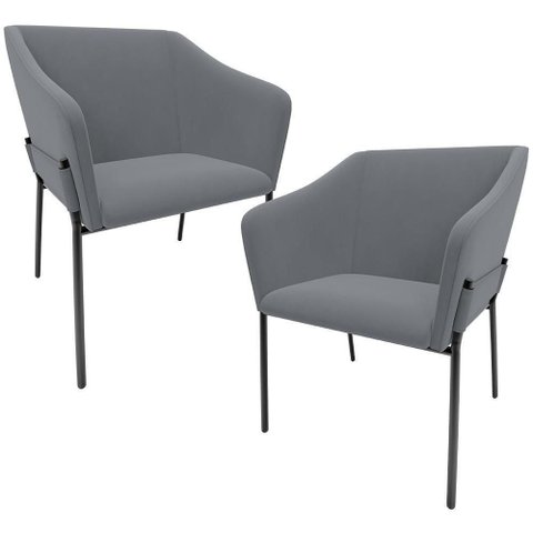 Kit 2 Cadeiras para Sala de Jantar Estar Living Olívia L02 Suede Cinza - Lyam Decor