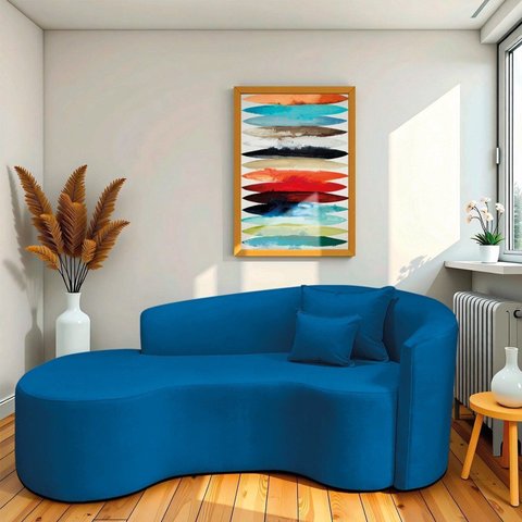 Recamier Curvo Orgânico 200cm 3 Lugares Lado Esquerdo para Sala de Estar Linho Londres