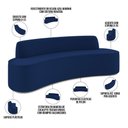 Ver imagem 3 de Sofá 3 Lugares Curvo Sala de Estar Living Cancún D02 Veludo Azul Marinho 180 cm C-304 - Lyam Decor