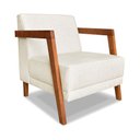 Ver imagem 6 de Kit 02 Poltronas Decorativa Natália Linho Natural Base em Madeira Castanho - Pallazio