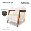 Ver imagem 2 de Kit 02 Poltronas Decorativa Natália Linho Natural Base em Madeira Castanho - Pallazio