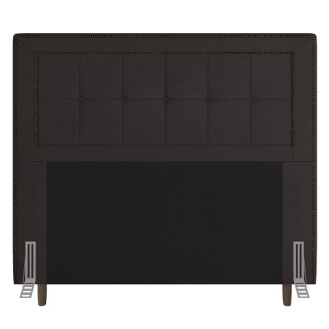 Cabeceira Cama Box Casal Queen Size Luxor 160cm com Tachas e Frame Corano Marrom - Abmaza