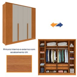 Guarda Roupa Casal 6 Portas 4 Gavetas Guarani Ripado Tcil Móveis - 7