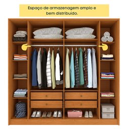 Guarda Roupa Casal 6 Portas 4 Gavetas Guarani Ripado Tcil Móveis - 11