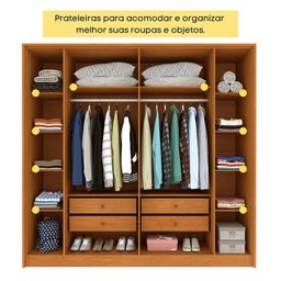 Guarda Roupa Casal 6 Portas 4 Gavetas Guarani Ripado Tcil Móveis - 10