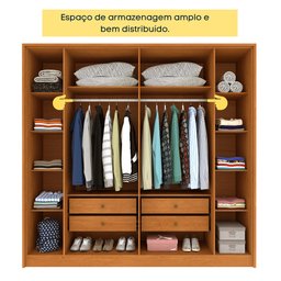 Guarda Roupa Casal 6 Portas 4 Gavetas Guarani Ripado Tcil Móveis - 12
