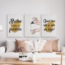 Ver imagem 2 de Kit 3 Quadros Decorativos Esmalte Brilho 45x34cm:Madeira preta