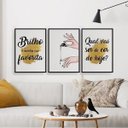 Ver imagem 1 de Kit 3 Quadros Decorativos Esmalte Brilho 45x34cm:Madeira preta