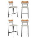 Ver imagem 1 de Kit 04 Banquetas Altas Cozinha Lila com Encosto Couríssimo Whisky Linho Cinza - Desk Design