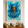 Quadro Decorativo Yemanjá Aquarela Azul 24x18cm:moldura Branca - 2