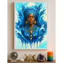 Ver imagem 1 de Quadro Decorativo Yemanjá Aquarela Azul 24x18cm:moldura Branca