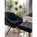 Ver imagem 3 de Kit Duas Poltrona Giovana Base Giratória Ferro e Madeira em Sued Premium:preto