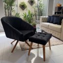 Ver imagem 2 de Kit Duas Poltrona Giovana Base Giratória Ferro e Madeira em Sued Premium:preto