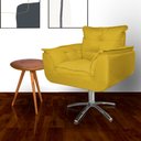 Ver imagem 1 de Poltrona Estofada Com Base Giratória de Metal Opala Suede Mostarda - LM DECOR