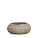 Ver imagem 1 de Vaso de Mesa Redondo Grande de Cerâmica Marrom e Palha Ganash