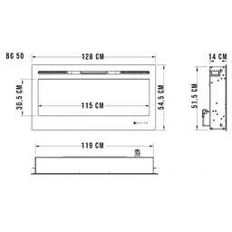 Lareira Elétrica Aquecedor Chaleur Preta 220v Tela de 50" Polegadas de Embutir IPXO, Classe I, Frequ - 5