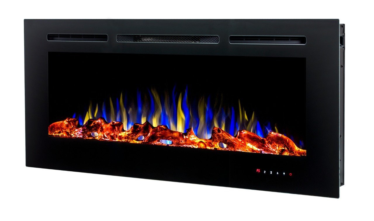 Lareira Elétrica Aquecedor Chaleur Preta 220v Tela de 50" Polegadas de Embutir IPXO, Classe I, Frequ