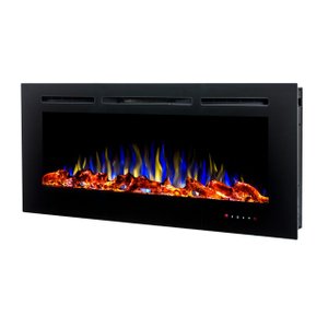 Lareira Elétrica Aquecedor Chaleur Preta 220v Tela de 50" Polegadas de Embutir IPXO, Classe I, Frequ