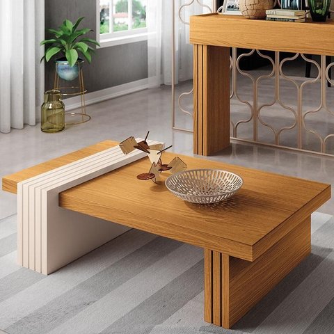 Mesa de Centro Ambiente Luna Cinamomo Off White - Hb Móveis