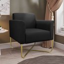 Ver imagem 2 de Poltrona Decorativa Isabella Base X Suede Preto/Dourado - Gran Belo